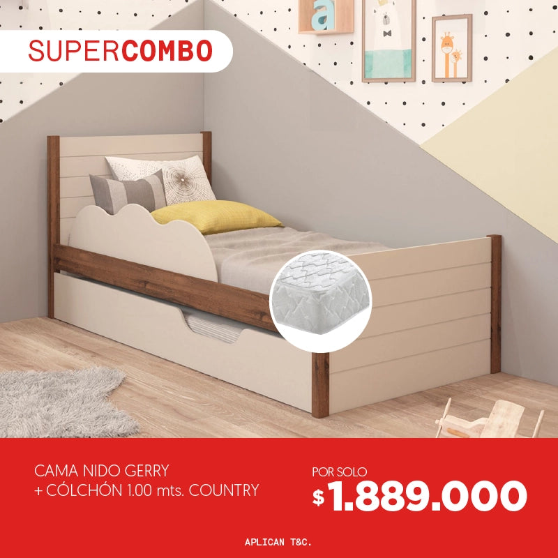 Súper Combo Cama Nido Gerry + Colchón  1.00 mts Country por solo $1.889.000