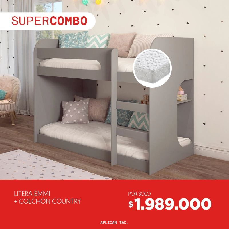 Súper Combo Litera Emmi + Colchón Country por solo $1.989.000