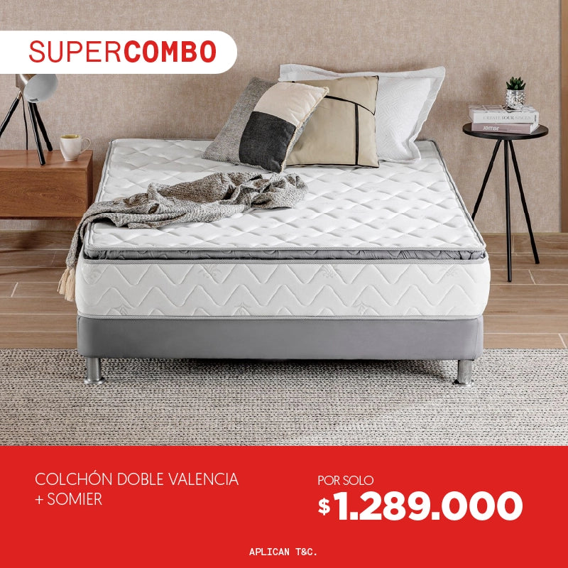 Súper Combo Colchón doble valencia + Somier por solo $1.289.000