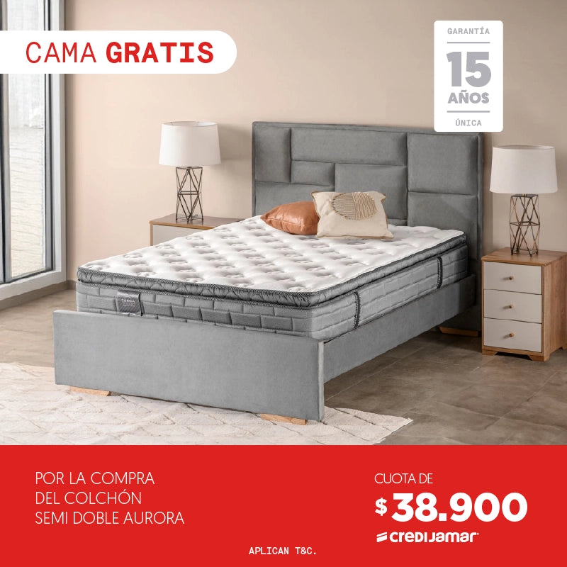 Súper Combo por la compra del Colchón Semi Doble Aurora Cuota de $38.900