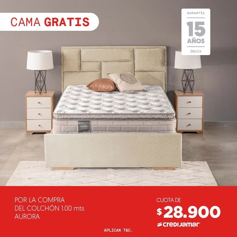 Súper Combo Colchón 1.00 Mts Aurora + Cama Gratis Cuota de $28.900