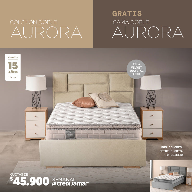 Súper oferta Colchón Doble Aurora + Gratis Cama doble Aurora por cuotas de $45.900