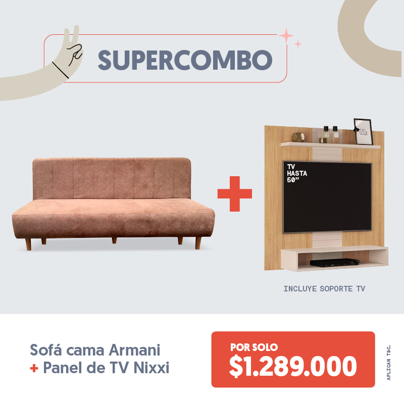 Super Combo Panel de TV Nixi + Sofá Cama Armani por solo $1.289.000